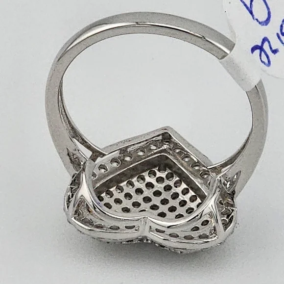 Heart Pave Ring Sterling Silver 925 - Picture 7 of 10